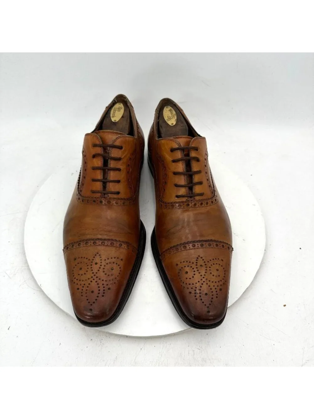 Magnanni Men Size 10 Brown Leather Wingtip Cap Toe Lace Up Oxford Dress Shoes